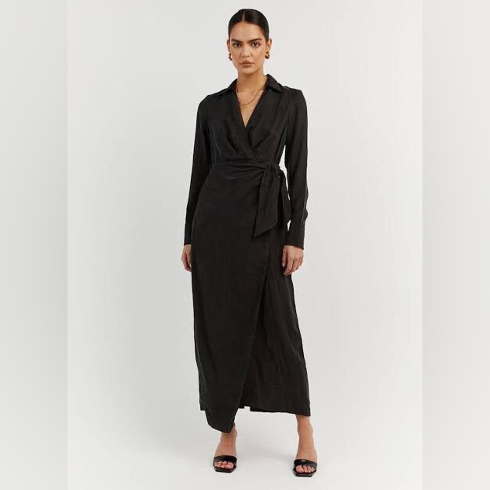 DISSH Sasha Black Long Sleeve Wrap Dress